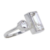 Emerald & Round Cut Herkimer Diamonds Sterling Silver Ring Size 7