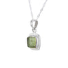 Square Raw Moldavite Pendant Necklace in Sterling Silver