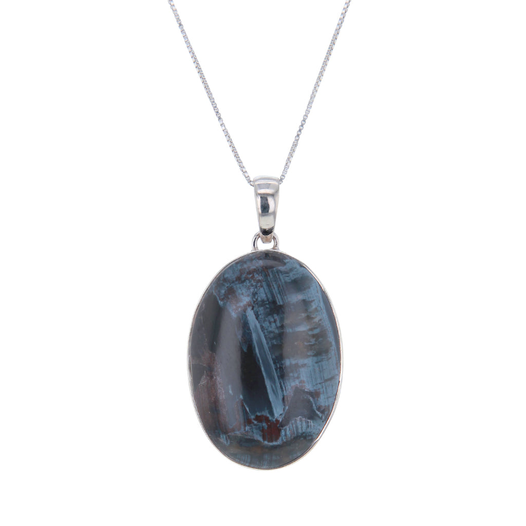 Blue Pietersite Cabochon Pendant Necklace