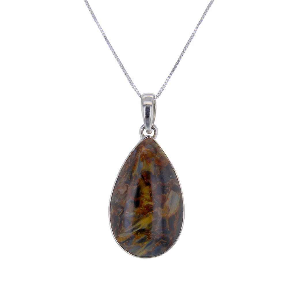 Pietersite Cabochon Drop Pendant Necklace