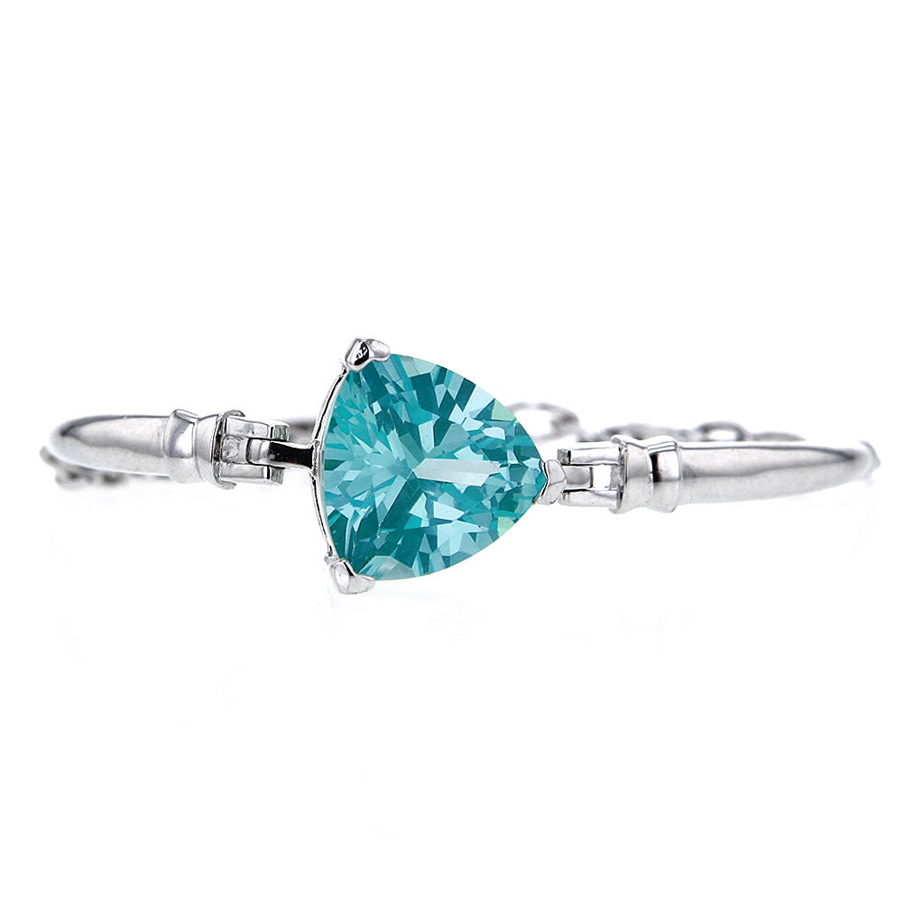 Trilliant Cut Ocean Green Spinel Bracelet in Sterling Silver