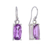 Faceted Baguette Amethyst Earrings in Sterling Silver