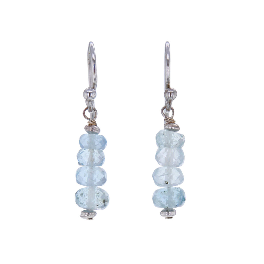 Bead Stack Aquamarine Crystal Earrings