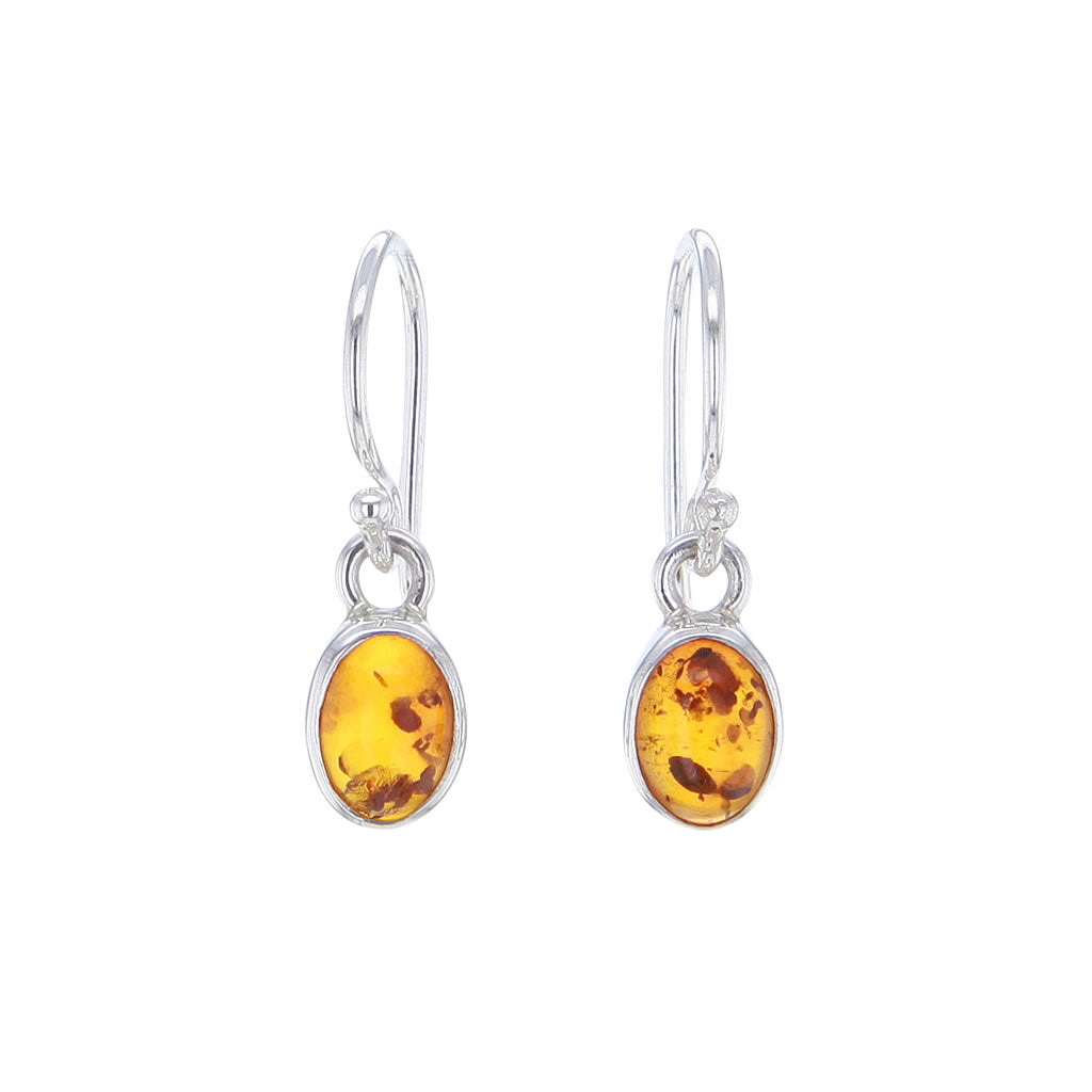 Baltic Amber Drop Earrings Set in Sterling SIlver