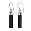 Black Tourmaline Obelisk Earrings in Sterling Silver