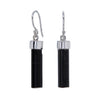 Black Tourmaline Obelisk Earrings in Sterling Silver