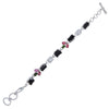 Black & Multi Color Tourmaline White Topaz Cabochon Link Bracelet