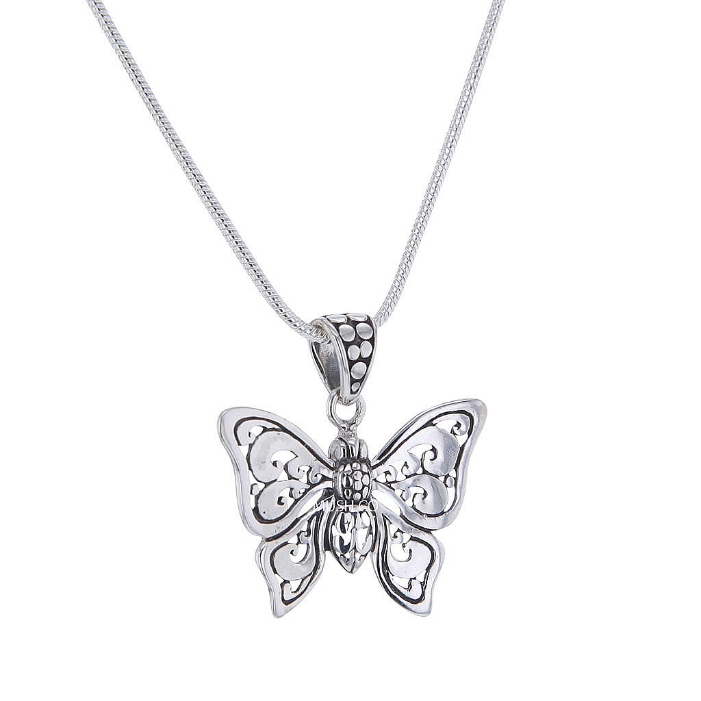 Butterfly Pendant Necklace in Sterling Silver