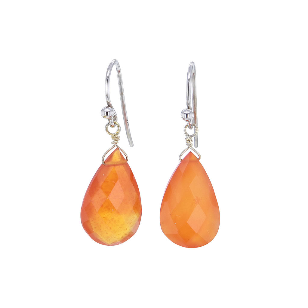 Faceted Carnelian Crystal Drop Earrings