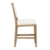 PAIR Croft Barstools in White Cotton Blend Upholstery & Oak Wood Frame