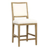 PAIR Croft Barstools in White Cotton Blend Upholstery & Oak Wood Frame