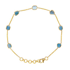 Natural Blue Diamond Slice Gold Bracelet
