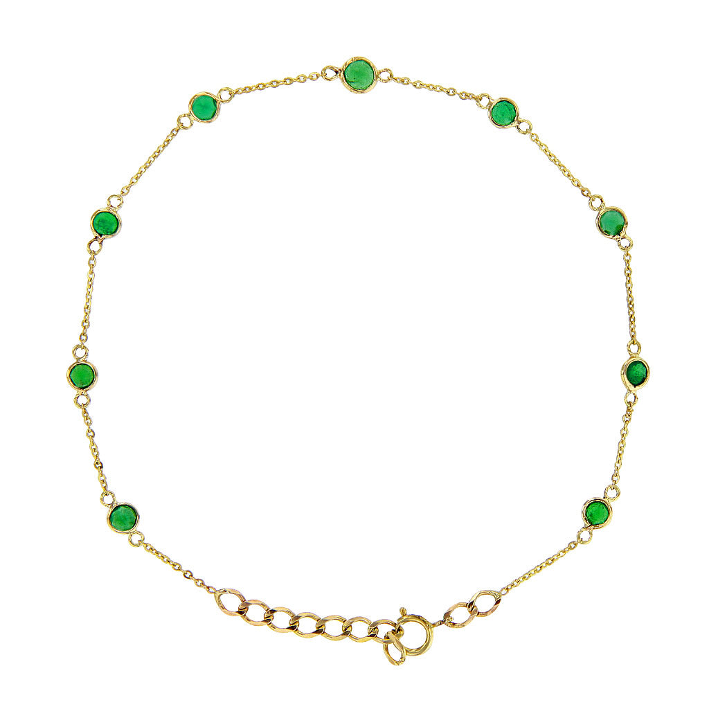 Delicate 9 Emerald Gold Bracelet in 14K