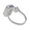Emerald & Round Cut Herkimer Diamonds Sterling Silver Ring Size 7