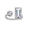 Emerald & Round Cut Herkimer Diamonds Sterling Silver Ring Size 7