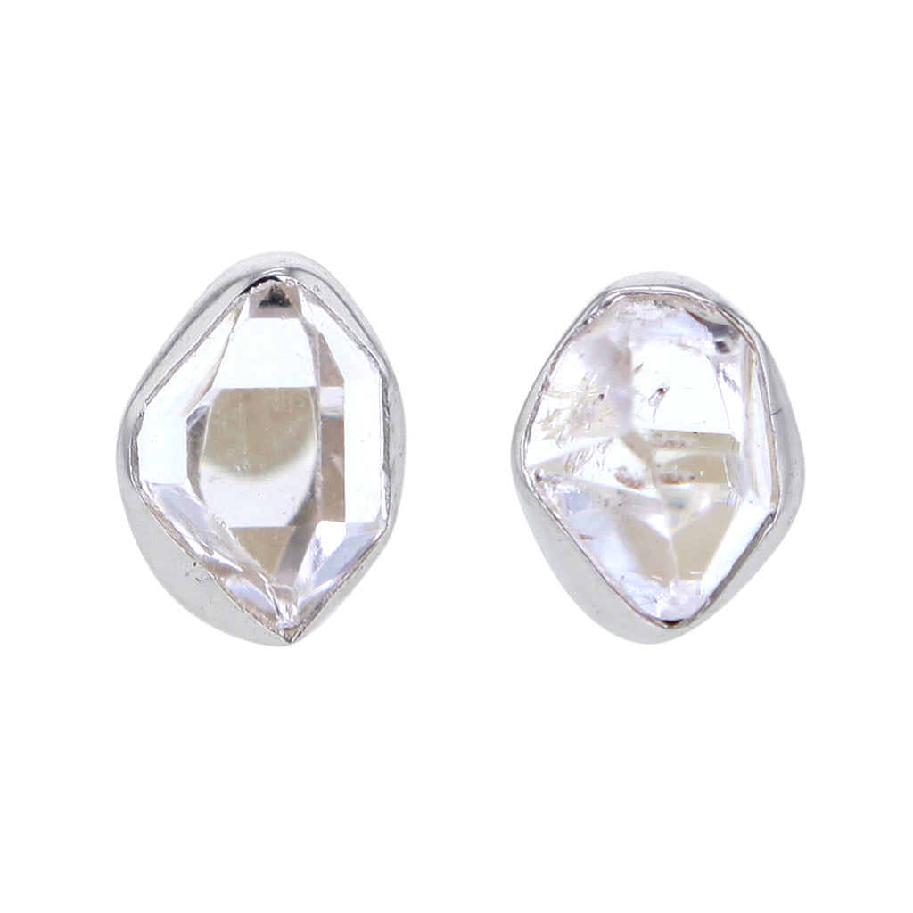 Dutchess Faceted Herkimer Diamond Stud Earrings in Sterling Silver