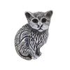 Kitty Cat Sculpted Sterling Silver Ring with Black Onyx Eyes
