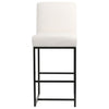Mayes Modern Stool in White Cotton Upholstery & Black Frame PAIR