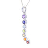 Milti Gem Caterpillar Pendant Necklace in Sterling Silver