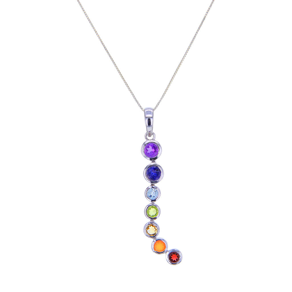 Milti Gem Caterpillar Pendant Necklace in Sterling Silver