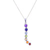 Milti Gem Caterpillar Pendant Necklace in Sterling Silver