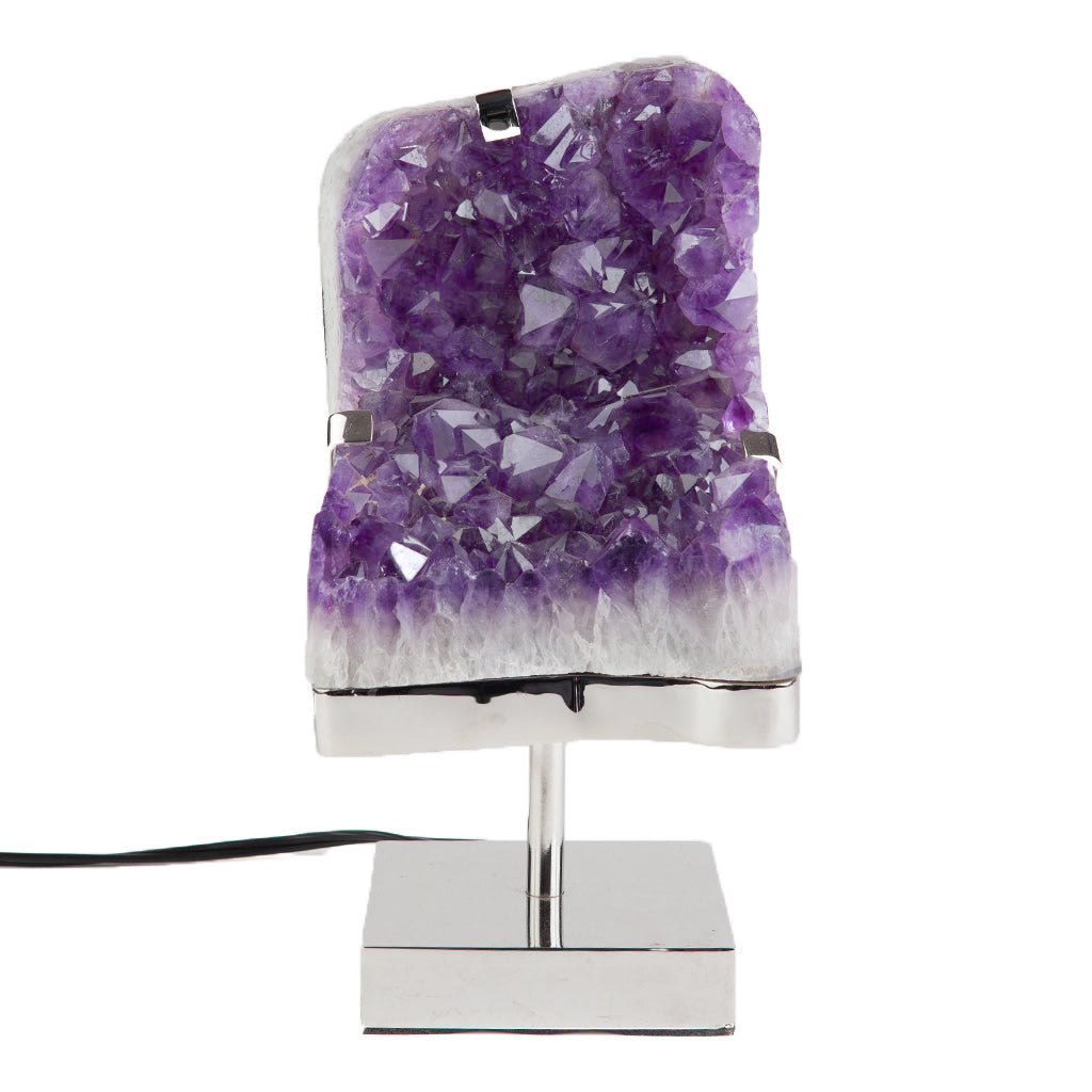 Natural Amethyst Cathedral Lamp Nickel Finish