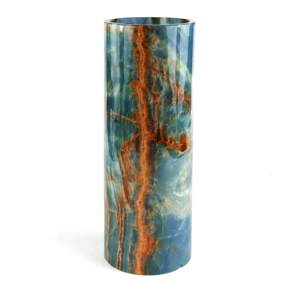 Tall Cylindrical Natural Blue Onyx Lamp