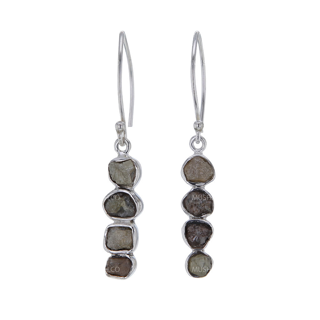 Natural Raw Tourmaline Chandelier Earrings in Sterling Silver