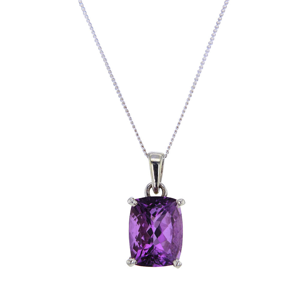 Rose de France Brilliant Cut AAA Amethyst Pendant Necklace