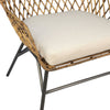 Wing Armchair in Rattan Weave & Black Metal Legs PAIR