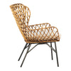 Wing Armchair in Rattan Weave & Black Metal Legs PAIR