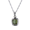 Square Raw Moldavite Pendant Necklace in Sterling Silver