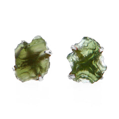 Raw Moldavite Stud Earrings v2