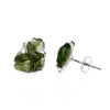 Raw Moldavite Stud Earrings in Sterling Silver