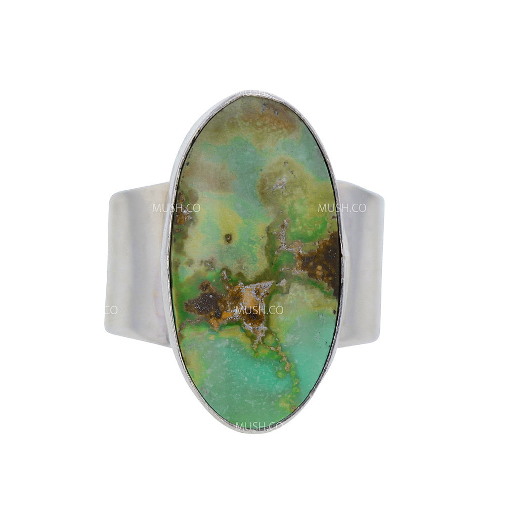 Oval Royston Turquoise Sterling Silver Navajo Ring by J Tso Size 9