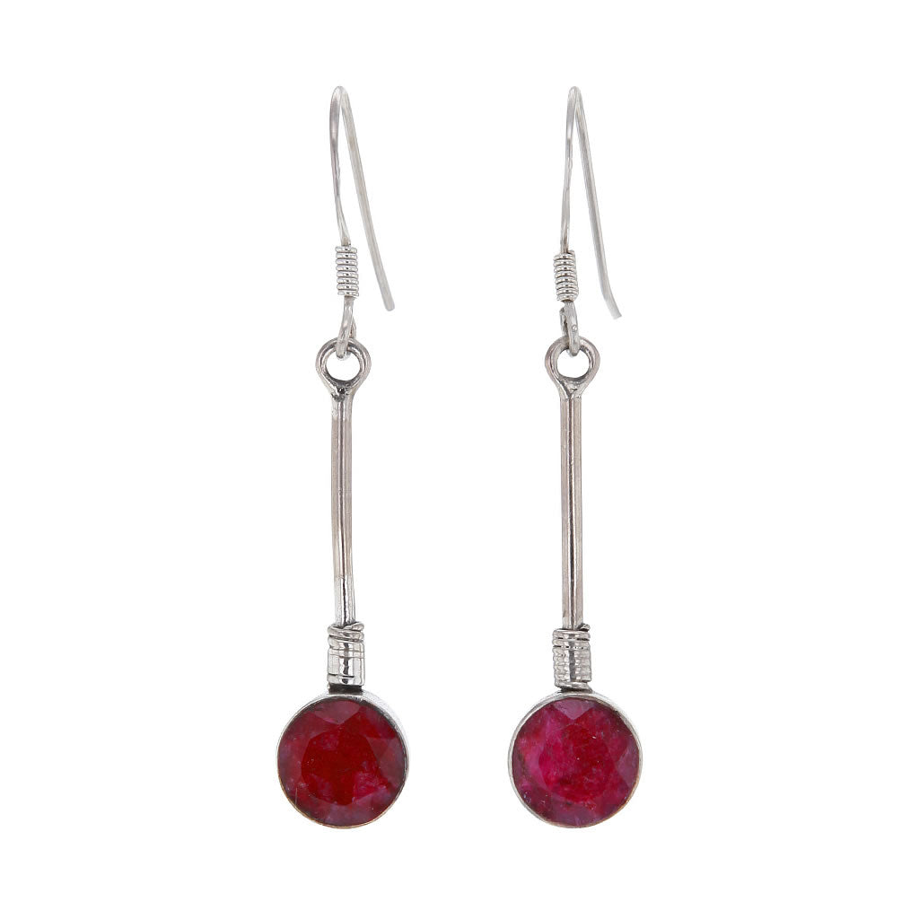 Simple Ruby Earrings in Sterling Silver