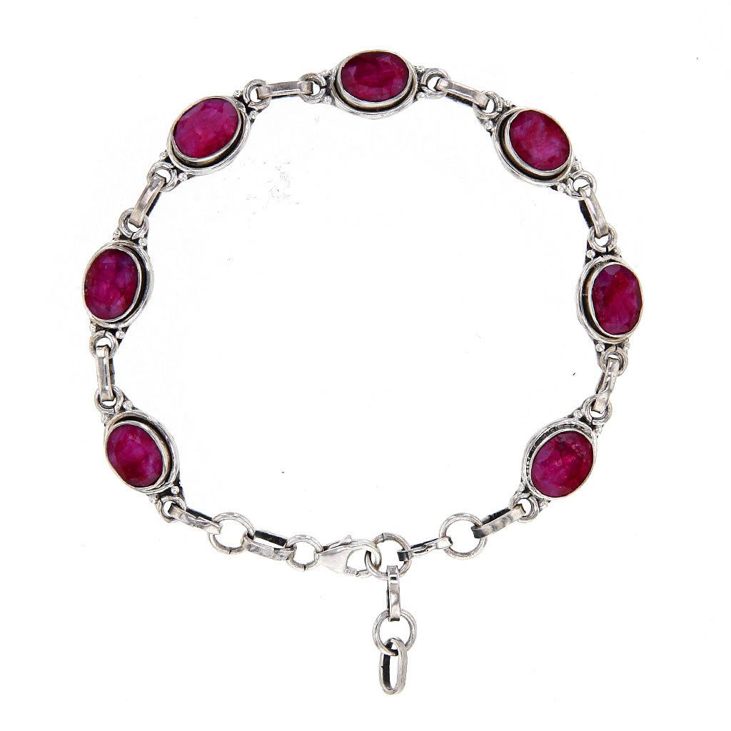 Ruby Link Bracelet in Sterling Silver v2