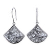 Black Tourmaline Rutilated Quartz Earrings in Rhodium Plated Sterling Silver