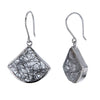 Black Tourmaline Rutilated Quartz Earrings in Rhodium Plated Sterling Silver