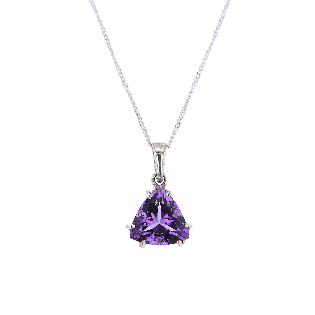 Rose de France Trilliant Cut AAA Amethyst Pendant Necklace