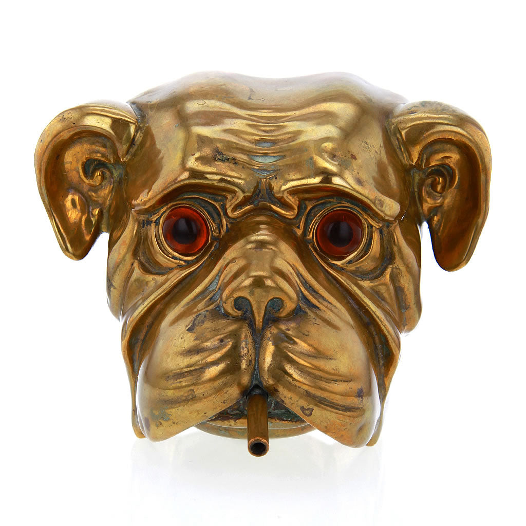 Vintage 1800s Brass Tobacconist Cigar Ligher Bulldog Head from England