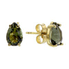 Astral Teardrops Moldavite Stud Earrings in solid 14K Gold