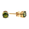 Starlight Moldavite Stud Earrings in Solid 14K Gold
