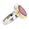 Sterling Silver Wedding Band with Pink Tourmaline & Diamonds in 24K Solid Gold Settting