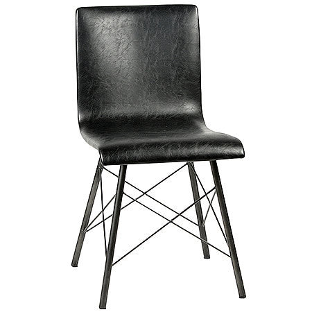 PAIR of Domenica Black Leather Chairs with Black Tube Frame Construction