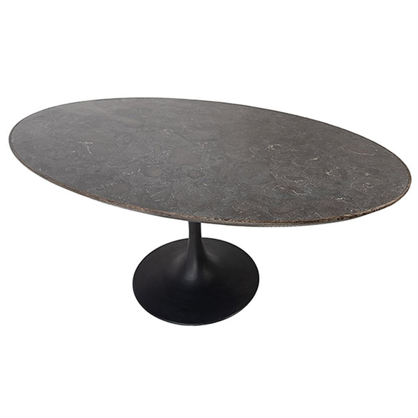 Decker Oval Tulip Dining Table with Black Base