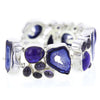 Agate Druze Lapis Amethyst Iolite and CZ Sterling Silver Link Bracelet