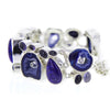 Agate Druze Lapis Amethyst Iolite and CZ Sterling Silver Link Bracelet