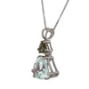 Trilliant Merkaba Cut Aqua Blue Obsidian & Moldavite Pendant Necklace in Sterling Silver