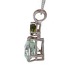 Trilliant Merkaba Cut Aqua Blue Obsidian & Moldavite Pendant Necklace in Sterling Silver